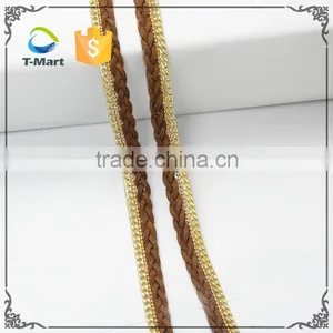 Metal Leather Trimming Apply on Neckline thumbnail-1