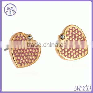 Copper/brass Heart Shaped Enamel Stud Earrings For Ladies thumbnail-3