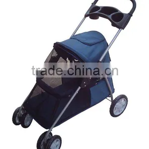 Dark Blue 4wheels Pet Dog Cat Stroller thumbnail-1