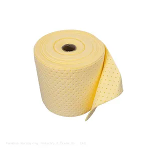 Hazmat Chemical Absorbent Rolls For Spill Control Meltblown Medium-Weight Sonic Bonded Yellow thumbnail-2