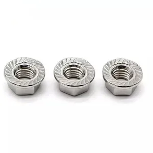 Anti-Rust Stainless Steel DIN 6923 Flange Nut With Serrated Metric Size Flange Hex Nuts SS316 SS304 thumbnail-1