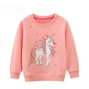 Girls' 100% Cotton Unicorn Embroidered Crewneck Sweatshirt thumbnail-1