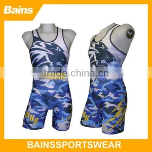 Polyester Camo Wrestling Singlet&cheap Sublimated Wrestling Singlets&custom Wrestling Singlets for Men thumbnail-1