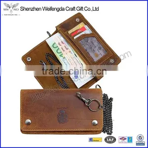 Brown Vintage Genuine Leather Chain Wallet Men's Biker Wallet With Button Closure thumbnail-1