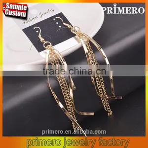 Simple Long Chain Tassel Dangle Earrings Fashion Gold Plated Designs For Women thumbnail-1