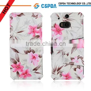 For 2014 HTC One 2 m8 Cell Phone Flower Stand Leather Case Cover thumbnail-1