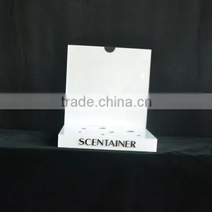 White Color Acrylic Cosmetic Displays, Make up Display Stand With Light thumbnail-3