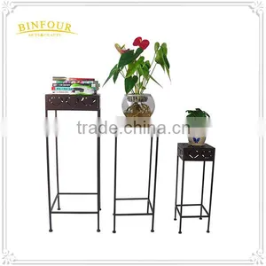 Antique 3 Set Iron Heart Shape Square Plant Stand thumbnail-6