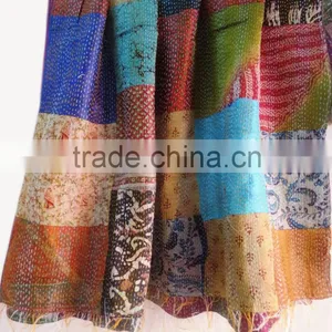 Indian Handmade Reversible Scarf Girls Neck Wrap Vintage Silk Women Fashionable Scarves thumbnail-1