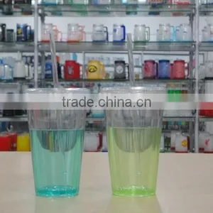 FDA Approved Promotion Plastic Double Wall Freezer Tumbler With Straw and Lid,ice Mug,frosty Cup thumbnail-1