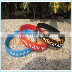 Custom Medical Alert! Penicillin Allergy Silicone Debossed Wristband Bracelet thumbnail-1