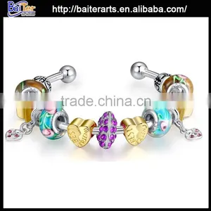 Wholesale Glass Bead Silver Plated Copper New Design Artificial Bangles Quality Choice thumbnail-1