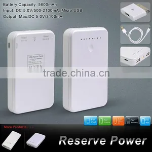Manufactory Supply White Color 2output 5600mAh USB Power Station for Mobile thumbnail-5