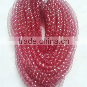 HOT SALE 10mm Burgundy Round Nylon Net Mesh Tube Ribbon for Gift Wrapping Decorating thumbnail-1
