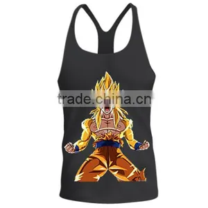 100% Cotton Mens Gym Singlet With GOKU Printing thumbnail-2