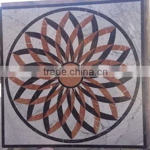 Carrara White Marble Waterjet Floor Medallion thumbnail-1