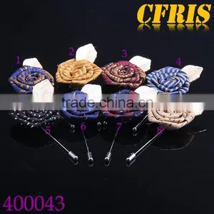 Dots And Strips Flower Lapel Pin,Gold Leave Inlaid Lapel Pin thumbnail-1