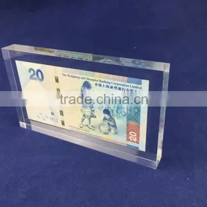 Transparent Plastic Acrylic Logo Block With Money thumbnail-2