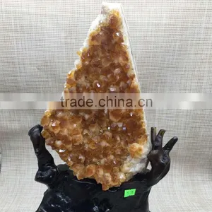 Natural Rock Brazil Topaz Crystal Citrine Cluster Decor Home thumbnail-5