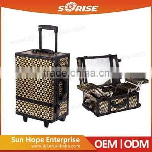 Makeup Case Lights Mirror Professional Makeup Trolley Case Beauty Case With Pattern thumbnail-6