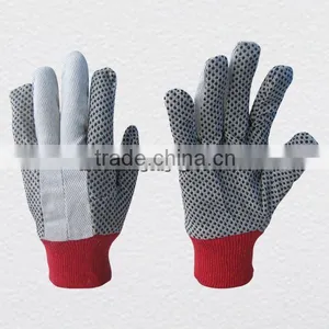 Polka Dot Drill Cotton Glove With Red Knit Wrist thumbnail-1