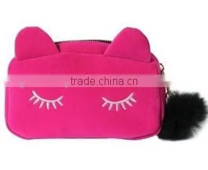2015 Free Shipping! Fashion Small Cute Lovely Women's Handbag Flannel Cartoon Clutches Cat Beauty Make-up Evening Bags thumbnail-3