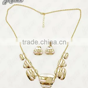 Juyuan Fashion 18K Gold Plated Pendant&Earring Three Color Pearl Set thumbnail-1