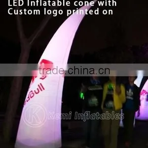 Color Changing LED Lighted Curved Inflatable Cone for Party Stage Decoration LED Inflatable Cone ox Horn Decorative Inflatable thumbnail-3