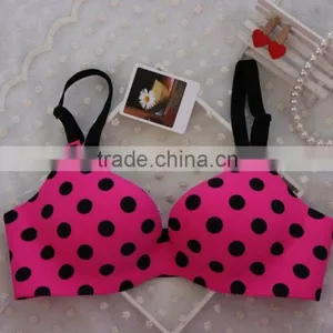Black Dotted Pink Basic Bra thumbnail-1