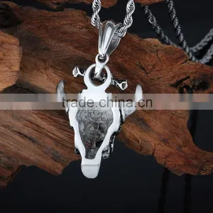 Stainless Steel Casting Unique Skull Style Horn Pendant thumbnail-2