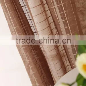 Grid Plaid Sheer Polyester Checked Voile Eyelet Curtain Drapes thumbnail-2