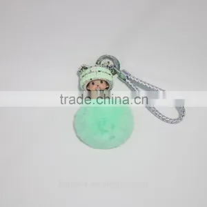 Real Fox Fur Monchhichi Cartoons Keychain thumbnail-3