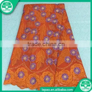 2016 New Arrival Net Embroidery Fabric Design Africa Guipure Lace Fabric With Beads thumbnail-1
