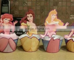 Girls Birthday Cinderella, Belle, Snow White, Rapunzel and Sleeping Beauty Princess Inspired Cupcake Wrappers and Toppers Wraps thumbnail-1