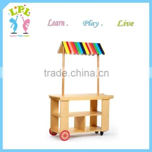 Wholesale High Quality Mobile Wooden Toys Vending Cart for Kids thumbnail-3