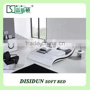 White Leather Tufted Bed With Drawers / Double Cot Bed Designs thumbnail-1