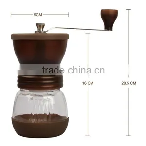Mini Hand-Crank Coffee Bean Grinder Manual Coffee Grinding Mill 120g With Brush & Lid - Brown thumbnail-2