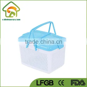 Synthetic Plastic Basket Natural Rattan Basket With Lid and Handle thumbnail-6