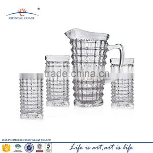 1 Pitcher 6 Glasses Crystal Clear Tall and Thin Drinking Glass Cup thumbnail-1