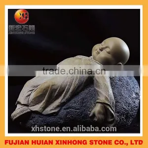 Lovely Shaolin Little Monk Buddha Statue Sleep on Stone thumbnail-1