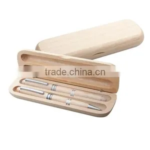 Hot Selling Wooden Pen Set With Ballpoint Pen and Roller Pen in Gift Box thumbnail-1