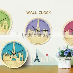 Bedroom/Living Room Tower Design Imitation Wooden Wall Clock, Decorative 10 Inch Mute Fasion Wall Clock For Wholesale thumbnail-2