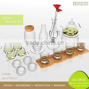 Personalized Handcrafted Modern Infuser Heat Resistant Pyrex Glass Cute Tea Set thumbnail-1