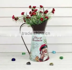 Cute Small French Decorative Tin Metal Vases for Christmas Decoration thumbnail-1