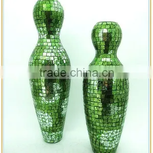 Crackle Mosaic Glass Green Vases thumbnail-2