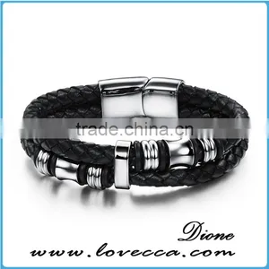 Leather Jewelry Wholesale Mens Black Wrap Leather Bracelet thumbnail-2