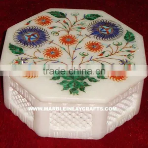 Marble Inlay Jewellery Box, Marble Inlay Box With Inlay Work, Marble Inlay Gift Boxes thumbnail-1