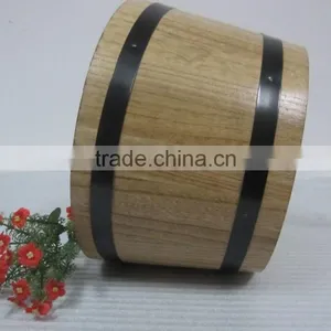 Custom Wooden Barrel Ice Bucket With Stainless Steel thumbnail-4