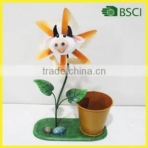 Cheap Beautiful Outdoor Garden Metal Colorful Cow Windmill Flower Pot thumbnail-1