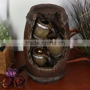 Three-Tier Cascading Barrels Tabletop Water Fountain With LED Lights thumbnail-1